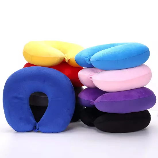 U Neck Blow-up Pillow Flight Support Cushion Shaped Travel Sleep Head Neck Rest