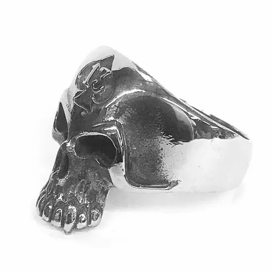 Stainless Steel Men’s Biker Style Ring Size 15 Skull 13 Clubs Card 10+ Grams