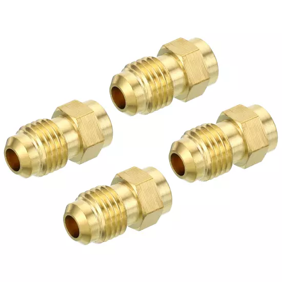 1/4 SAE Male Thread Brass Flare Tube Fitting 4 Pack Pipe Adapter Connector