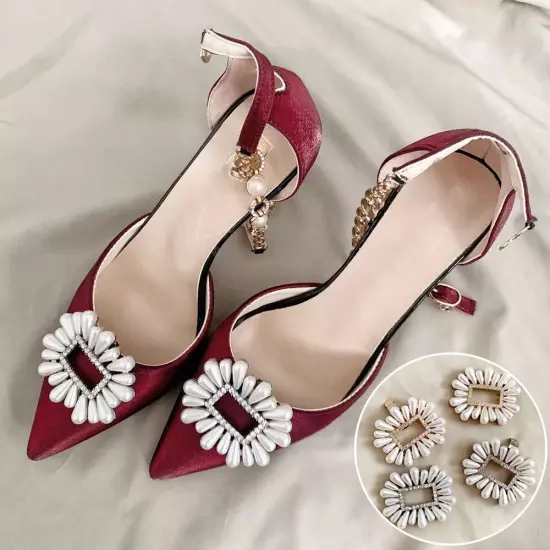 Pearl Shoe Clips Crystal Pearls Charm Buckle Charms Jewelry Shoes Buckles 1Pc