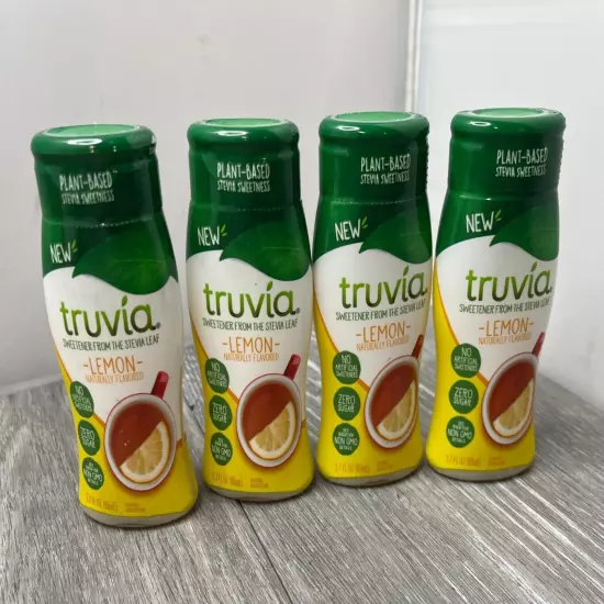 4pk Truvia Sweetener from Stevia Leaf Lemon Flavor Bottles 2.7oz ea BB 2/25 d21