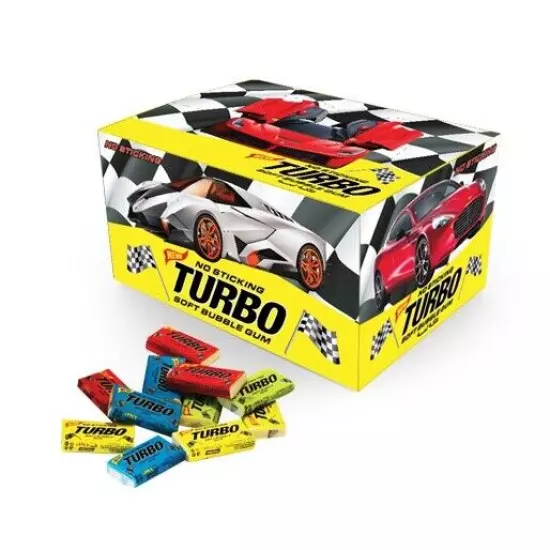 TURBO Chewing Bubble Gum Full Sealed BOX Collectible Wrappers Inside 100pcs