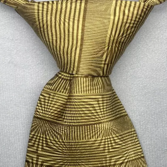 NEO Bill Blass Necktie Mens USA Designer 100% Silk Geometric Silhouette Gold