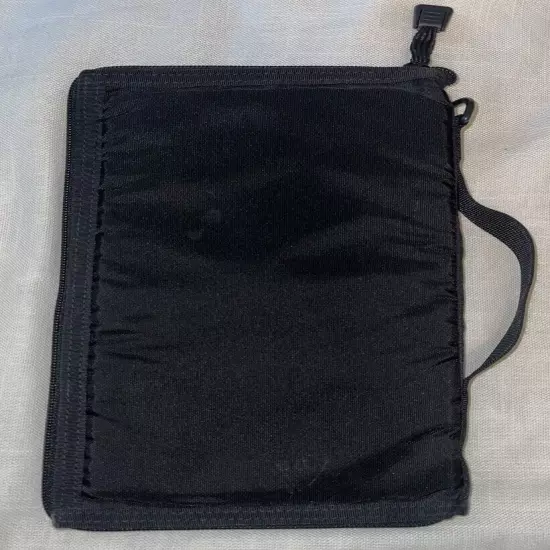 VTG LL Bean Travel Organizer Passport Wallet Black Nylon Zip Around