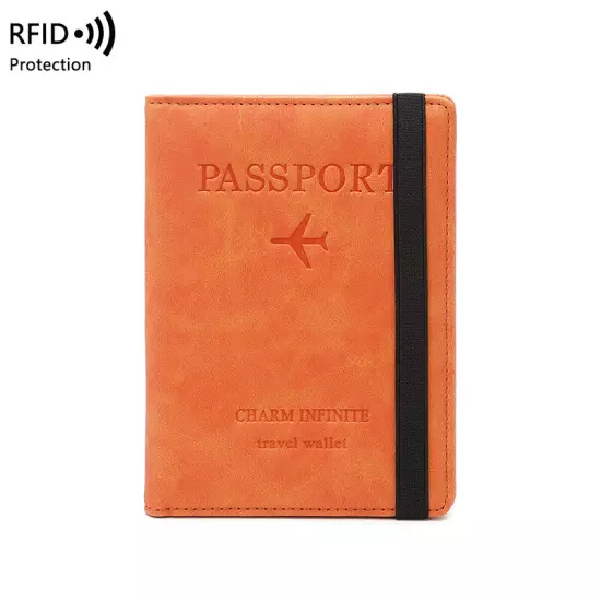 RFID Blocking Leather Passport ID Card Holder Pocket Travel Wallet Case Cover US