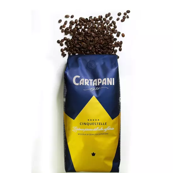 Caffe' Cartapani Cinquestelle Espresso Whole Bean Coffee, Premium Quality Ble...