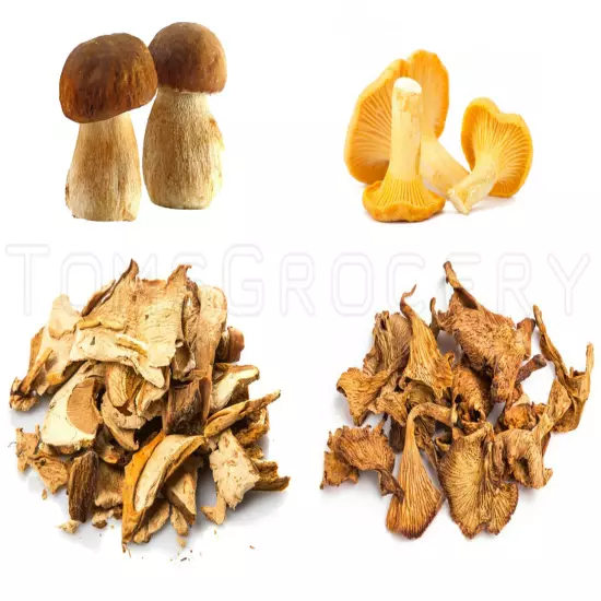 Dried Chanterelle & Boletus Wild Forest Mushrooms For Soups, Stews & Dishes