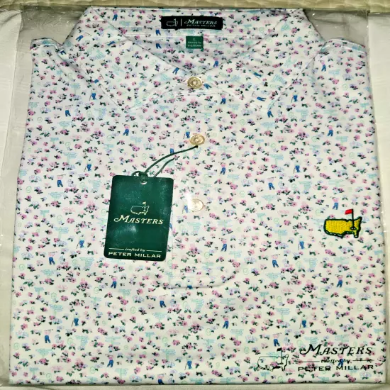 ⛳ NEW 2024 Masters Peter Millar Golf Polo Caddie Floral Print (Large) -- NWT