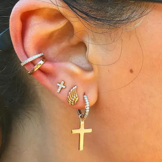 Dainty Cross Stud Earring Faith Gift Tragus Stud 925 sterling Silver Screwback