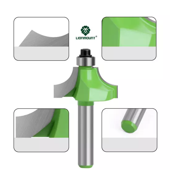 8mm Shank Round Over Edge Profile Router Bit, 2.25-12.7mm Radius 1PC/10PCS GREEN