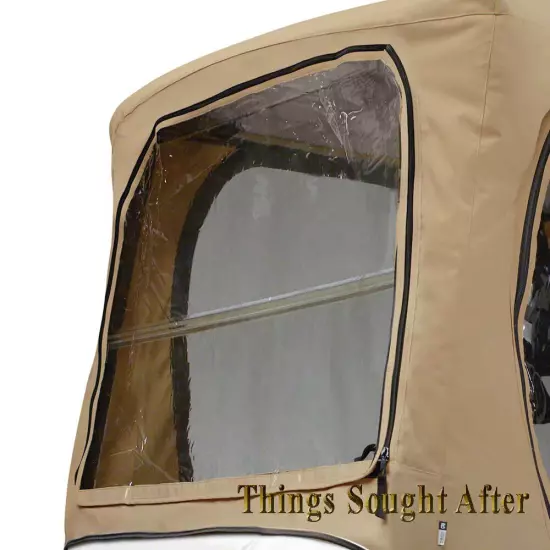 Deluxe 2-Person Golf Car Enclosure for 64-68" Roof Khaki Cart Cover w/ Windows