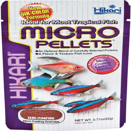 Hikari Tropical Semi-Floating Micro Pellets Fish Food, 0.77 Oz (22g)