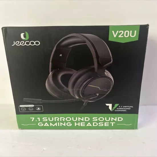 Jeecoo V20U Black 7.1 Surround Sound Gaming Headset Compatible With PC Laptop