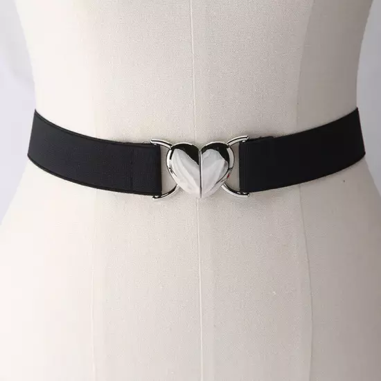 Womens Belt Stretch Elastic Skinny Waist Ladies Dress Waistband Metal Buckle □