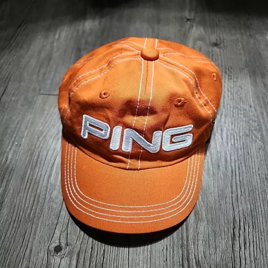 Preowned Ping Golf Hat Cap One Size Adjustable Orange Color