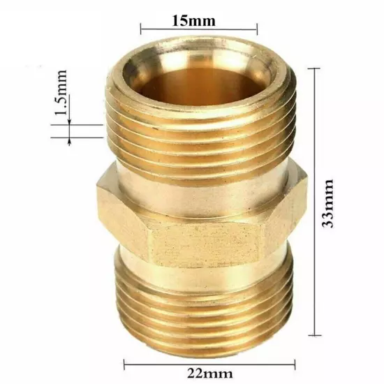 Male Adapter M22/15mm Male Adapter 1pcs Gold Pitchabout 1.5mm Brand New