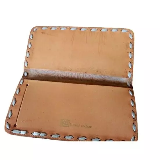 Tony Lama Tooled Brown Leather Wallet Southwestern Cowboy