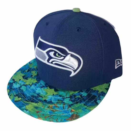 7 1/4 Seattle Seahawks Neon Leaf Camo Brim 59FIFTY New Era Fitted Navy Lime -