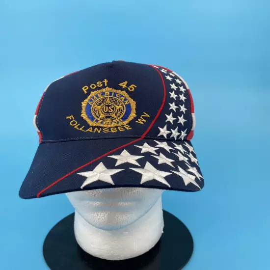 VTG 90s Nissun Snapback Hat Red White Blue Thick Stitched American Flag Stars