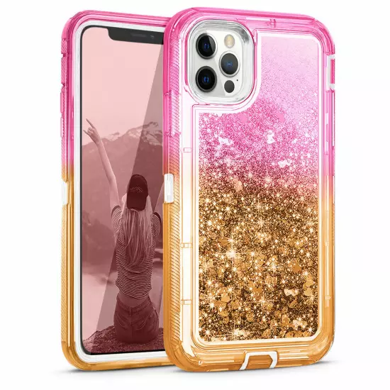 Shockproof Case For iPhone 15 14 13 12 11 Pro Max XR 8 Plus Liquid Glitter Cover