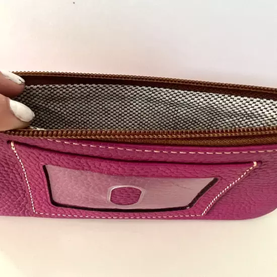 Dooney & Bourke ID card Money Zip Pouch Pink Pebble Grain Leather