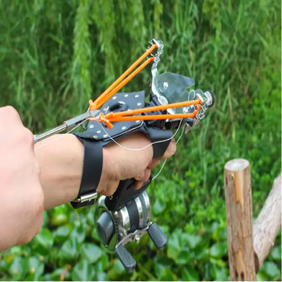 Fishing Slingshot Spincast Reel Catapult Hand Glove Green Laser Shooting