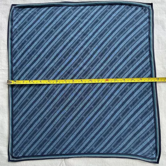 Set of 4 Men's Handkerchief Vtg Cotton Monogram & Diagonal Striped Pocket Square