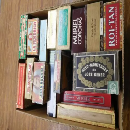 17 Classic Cigar Boxes ~ Some Wood ~ Only $10 each!