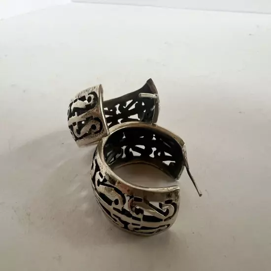 Vintage Stamped MMA Mexico 925 Sterling Silver Hoop Earrings