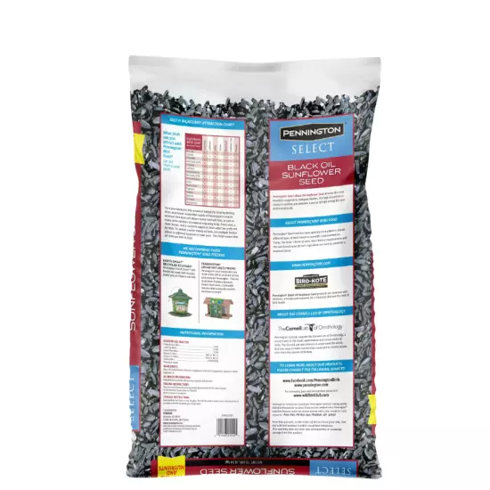 Pennington Select Black Oil Sunflower Seed Dry Wild Bird Feed, 10 lb. Bag, 1 Pac