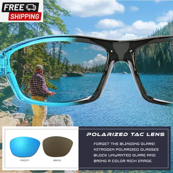 Polarized Wrap around Sport Sunglasses for Men Women UV400 Protection Sun Glasse