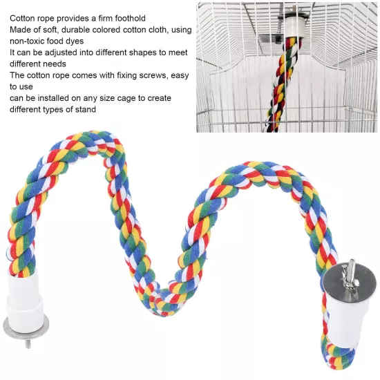 2Pcs Bird Rope Perches Brightly Colored Chew Toy Swings Spir AD5