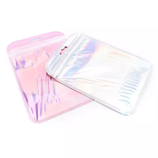 50pcs 4 Styles Laser Packaging Bag Flat Cosmetic Bag Holographic Mini BaN8 Sn