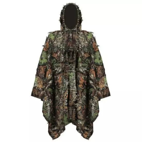 Hunting Poncho 3D Leaves Lightweight Camouflage Ghillie Suit Cloak Spring Autumn