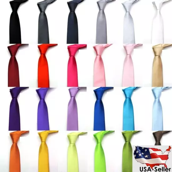 New Men's Dress Tie Solid Color Classic Neck Tie Necktie Wedding Formal USA