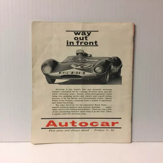 1963 Silverstone Nottingham Sports Car Club Program Sabre Six by Reliant Racing