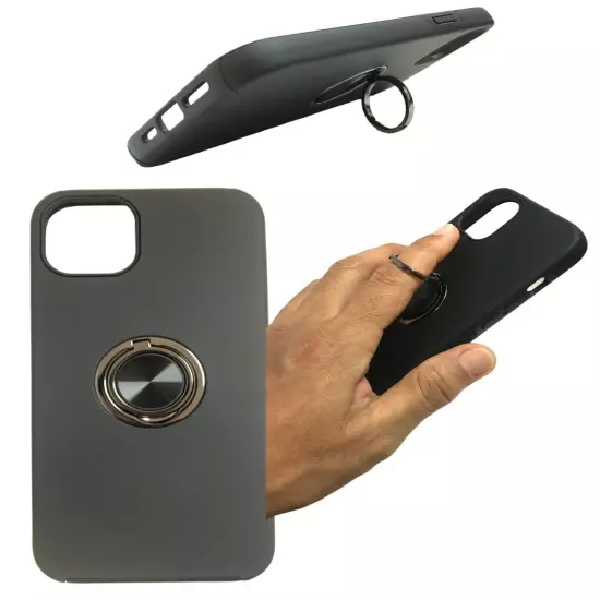 Silky Smooth Magnetic Ring Kickstand Case For iPhone 14P/15P, Free Temper Glass