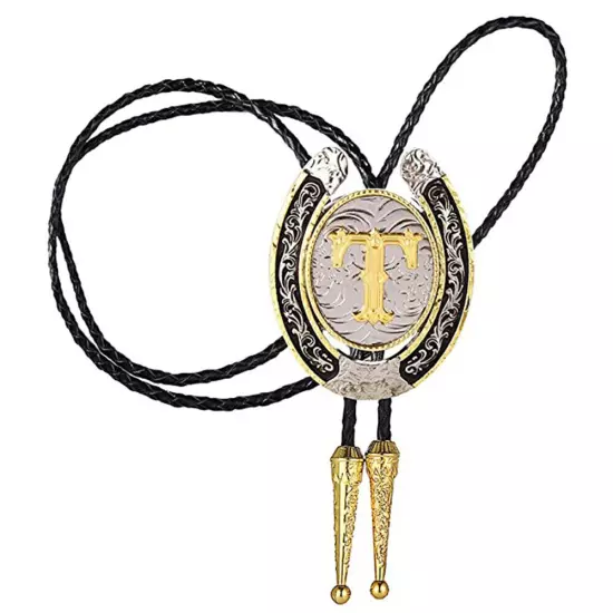 Bolo Tie for Men- Golden Initial Letter A to Z Western Cowboy Bolo Tie for Women