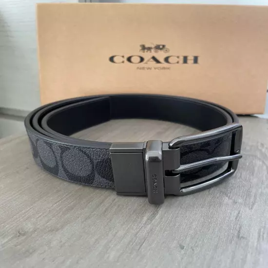 Brand New - Coach Men's Harness Buckle Cut To Size Reversible Belt, 38 Mm