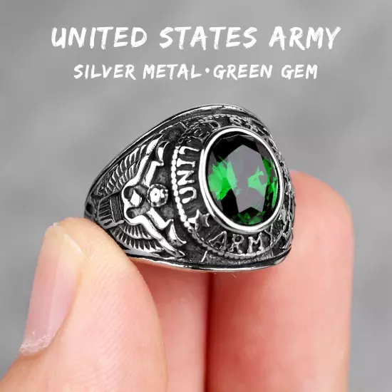 Stainless Steel Men Rings Rhinestone United States Army Eagle Gemstone jewelry