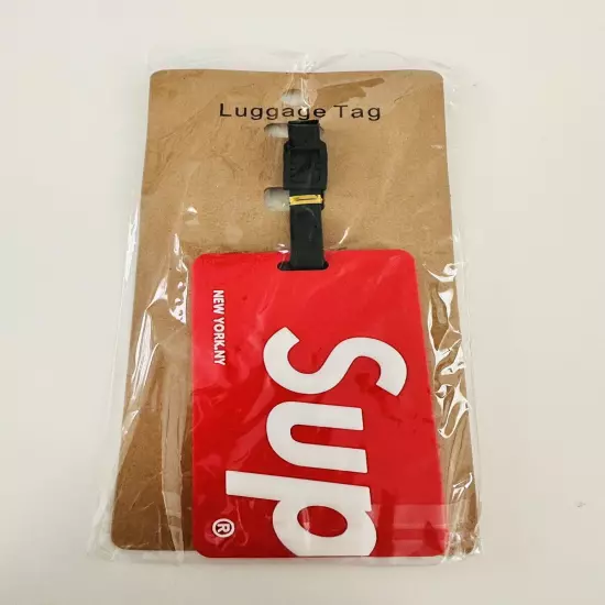 Supreme Red Classic Logo Card Holder Travel Bag Luggage Tag