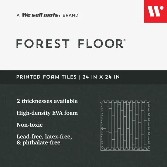 Forest Floor 3/8 Inch Thick Printed Foam Tiles, Premium Wood Grain Interlocking 