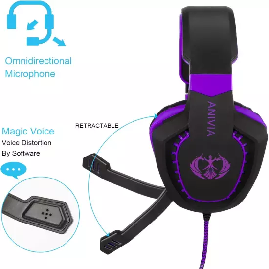 Computer over Ear Headphones Wired with Mic Stereo Gaming Headset Noise Isolatin