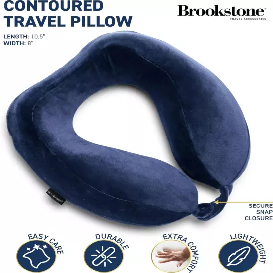 Brookstone Contoured Memory Foam Head and Neck Travel Pillow Ergonomic and Light