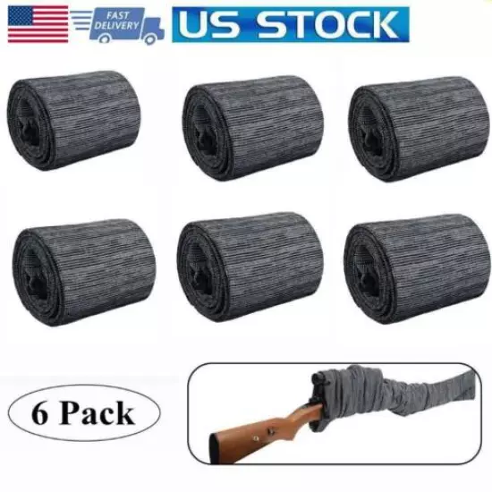 3/6/9Pcs Silicone Treated Cover Gun Sock Protection Storge Sleeve Up To 55" Gray