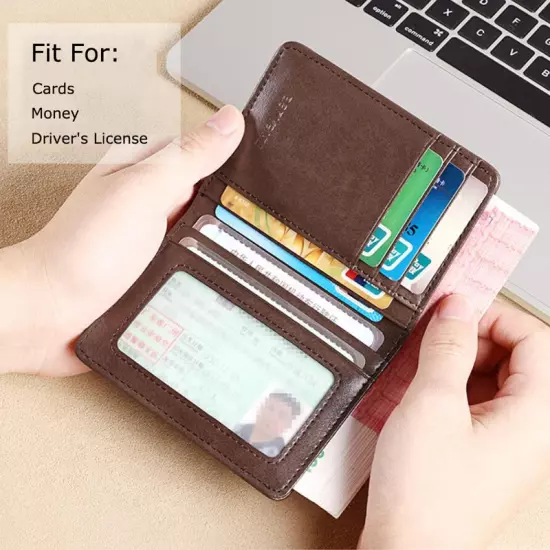 Genuine Leather Rfid Wallet, Slim Minimalist Wallets Black ID Credit Card Holder