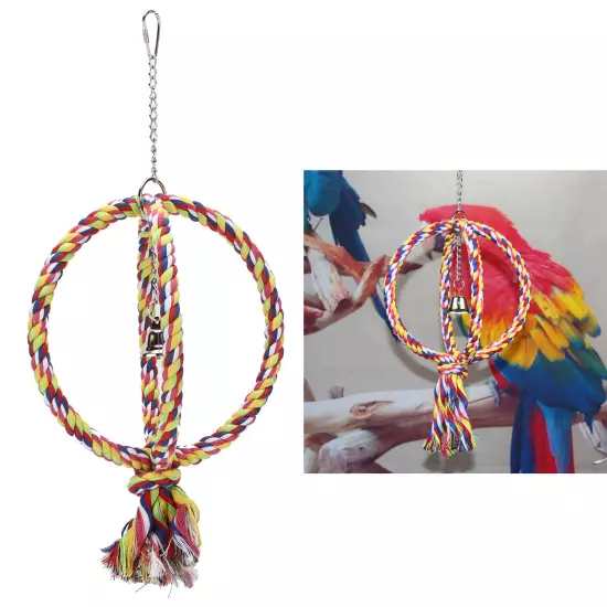 Parakeet Bird Ring Toy Cotton Rope Stainless Steel Wire Circle Ring For Pet AD5