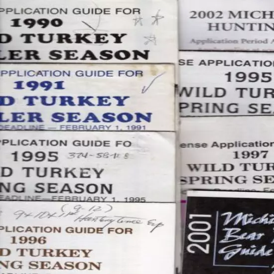 6X MICHIGAN DNR WILD TURKEY HUNTER LICENSE GUIDES DIGESTS DEER-BEAR-TURKEY-PATCH