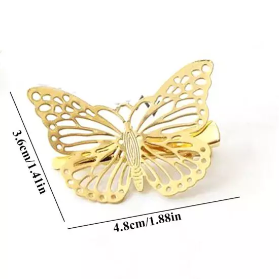 Elegant Women Gold Butterfly Hair Clip Hairpin Wedding Barrette Accessories