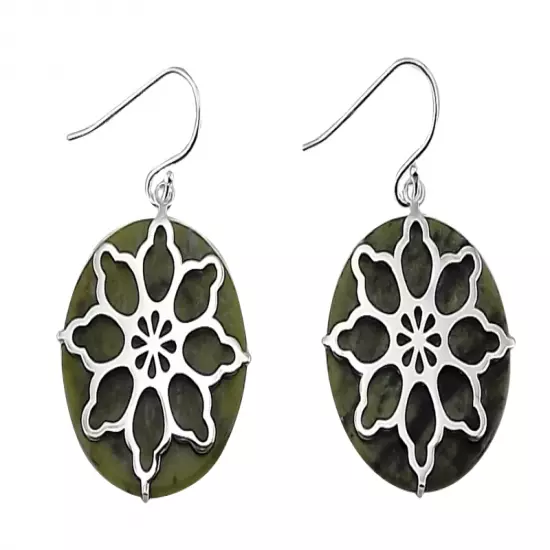 CONNEMARA MARBLE STAINED GLASS WINDOW STYLE STERLING SILVER EARRINGS 70058